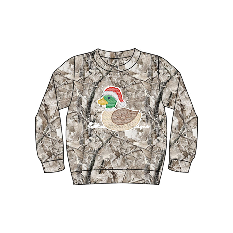 Christmas duck print boys long sleeve embroidery top preorder