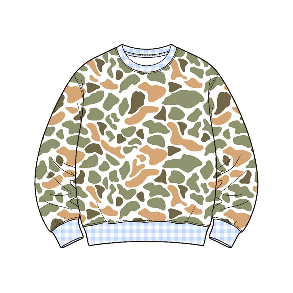 Green orange Camo color boy long sleeve pullover top preorder