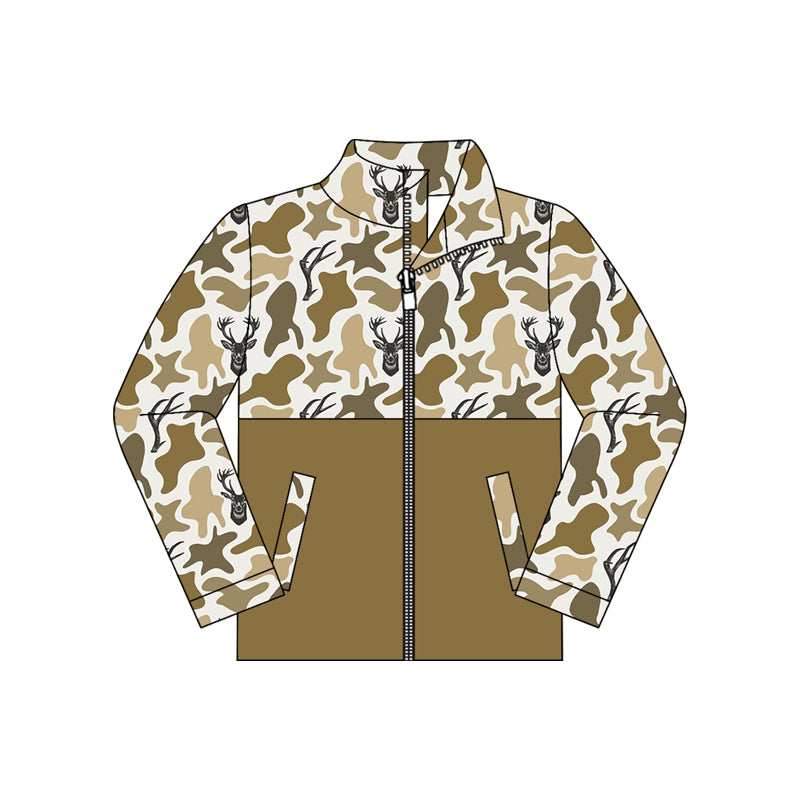 Deer Camo color boy long sleeve zip top preorder