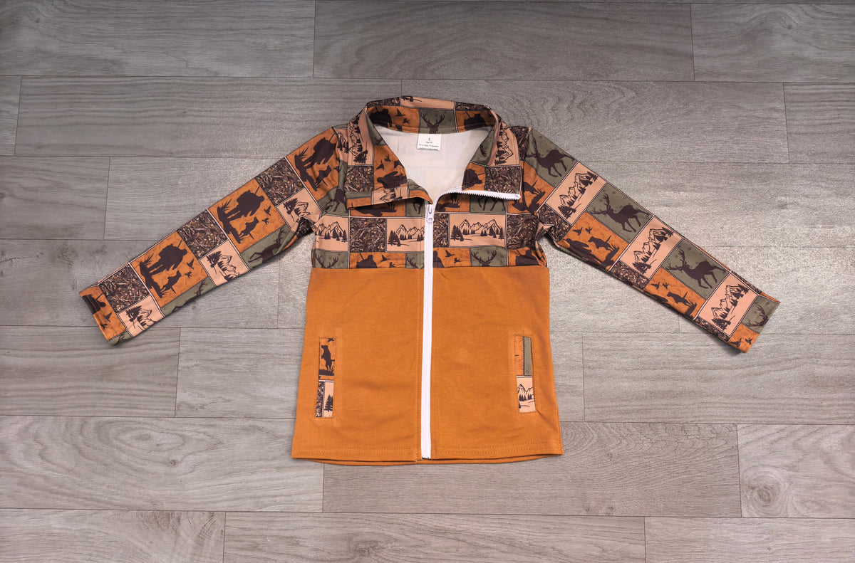 Duck dog color boy long sleeve zip top preorder