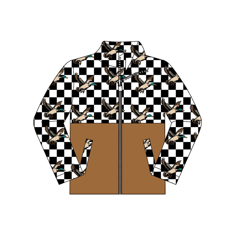 Duck black plaid color boy long sleeve zip top preorder