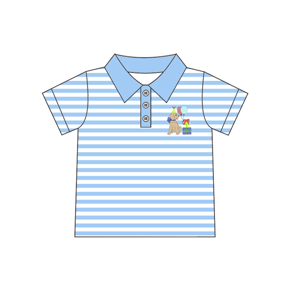 Birthday dog boy short sleeve button down t-shirt top preorder