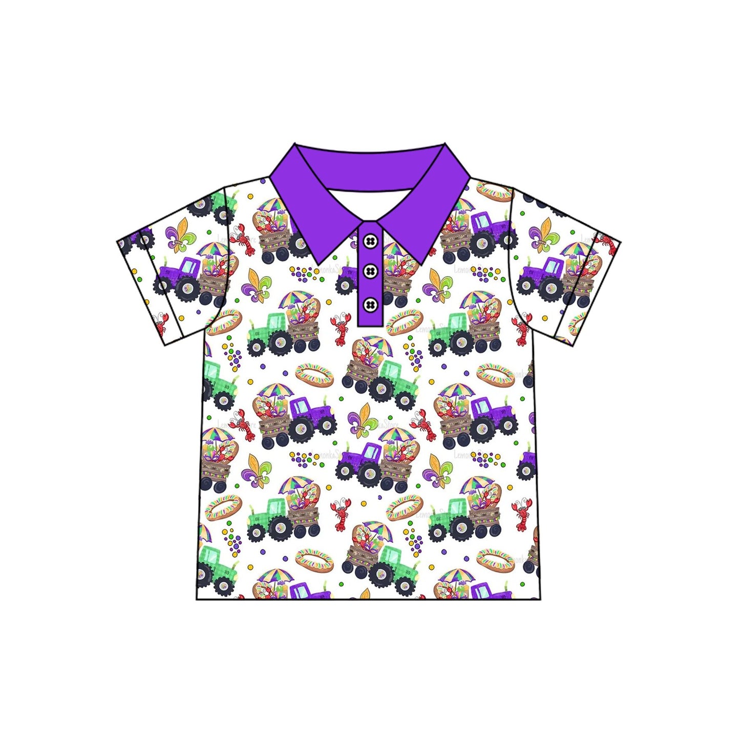 Mardi Gras boys short sleeve pullover top preorder