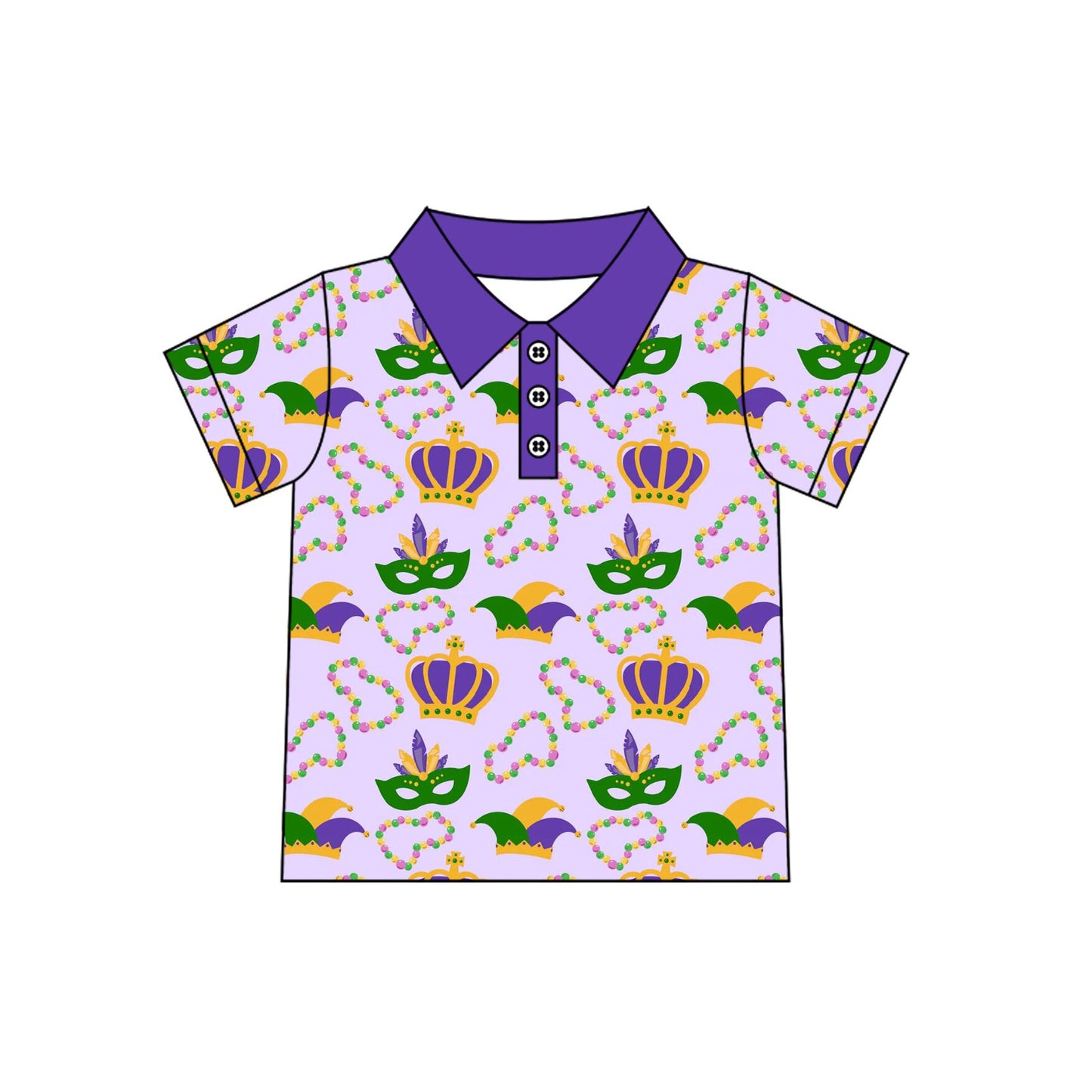 Mardi Gras boys short sleeve pullover top preorder