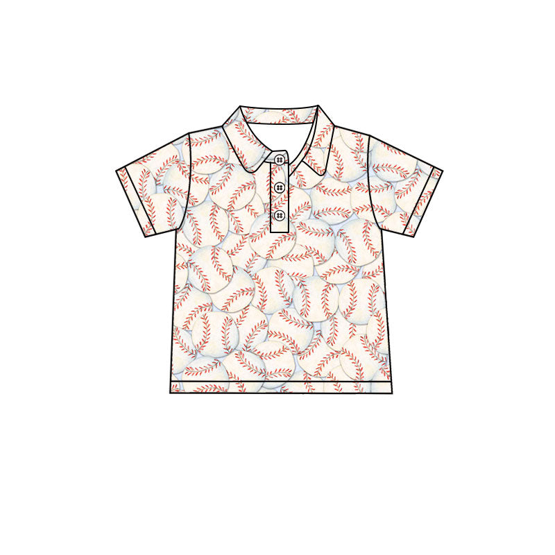 Baseball print kids boy short sleeve pullover top preorder