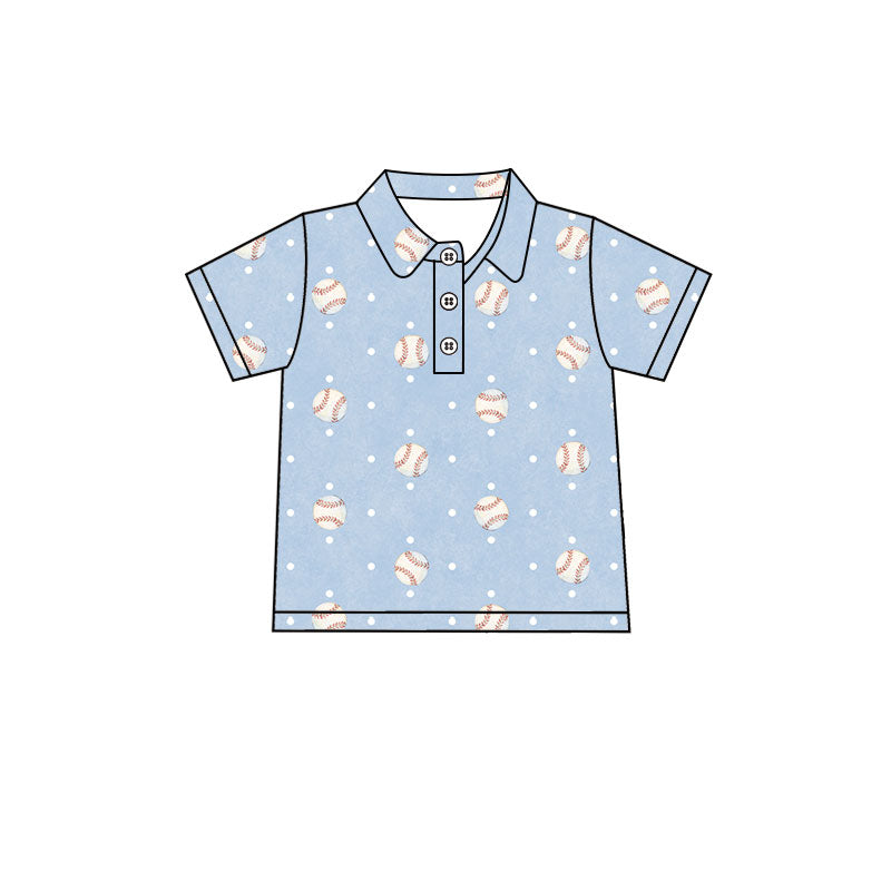 Baseball print kids boy short sleeve pullover top preorder