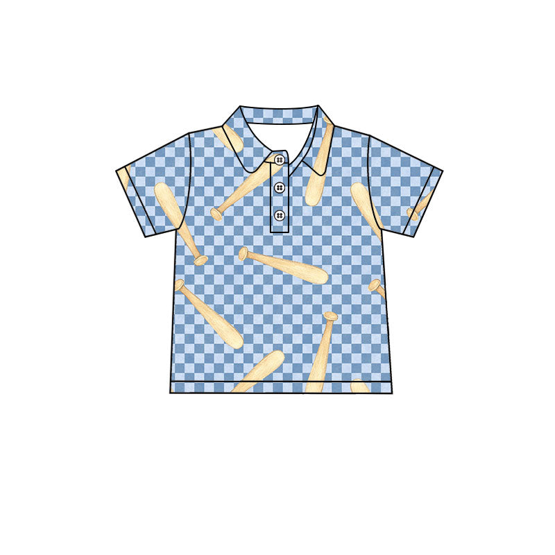 Baseball bat print kids boy short sleeve pullover top preorder