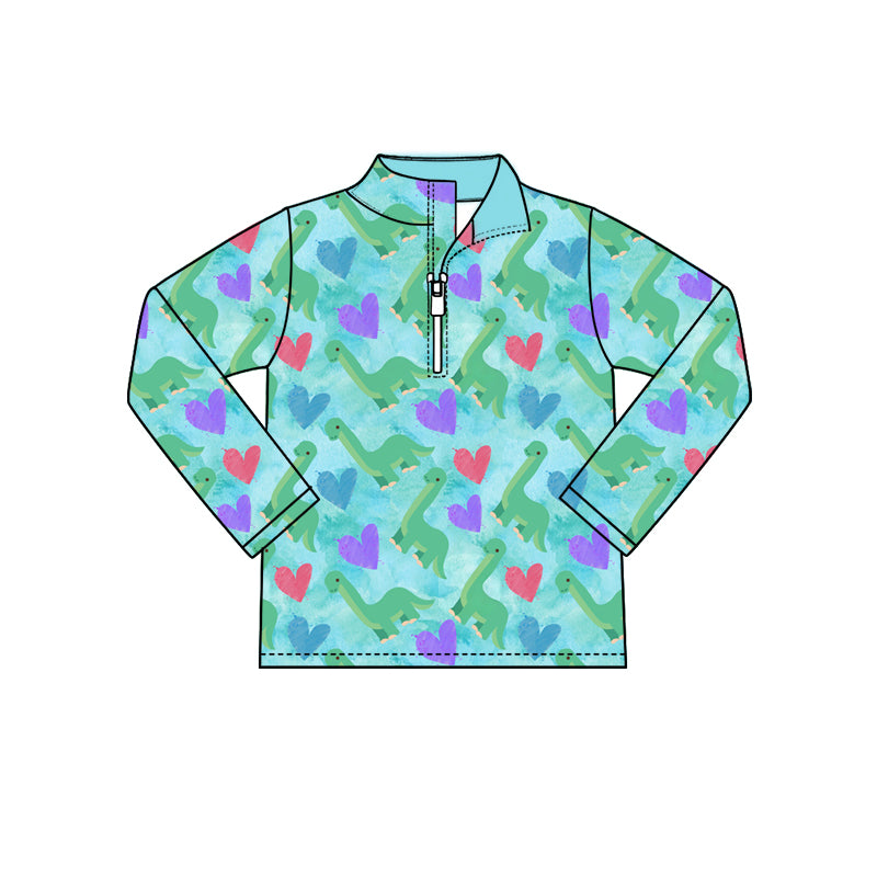 Valentines heart print kids boy long sleeve pullover top preorder