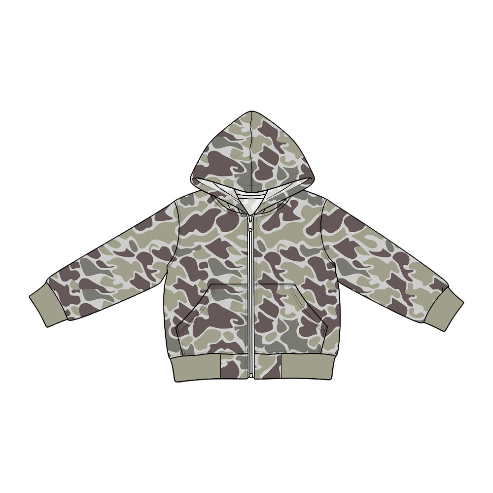 Dark grey camo print baby boy long sleeve jeans hoodie top preorder