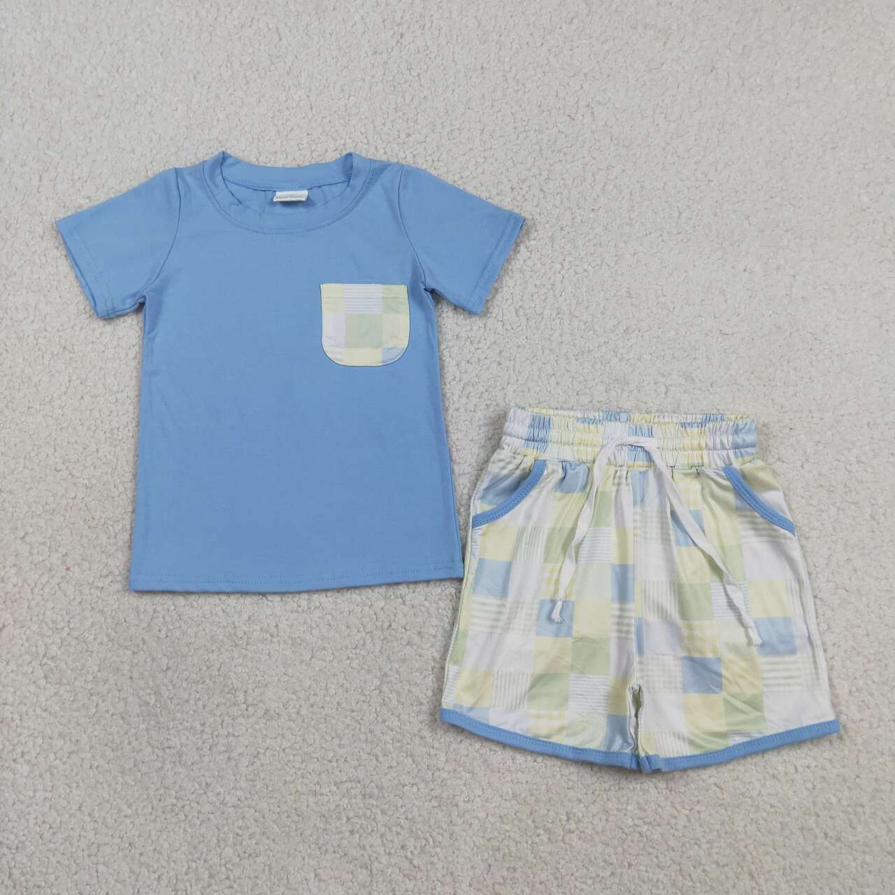 Short sleeve pocket top matching shorts boy summer outfit