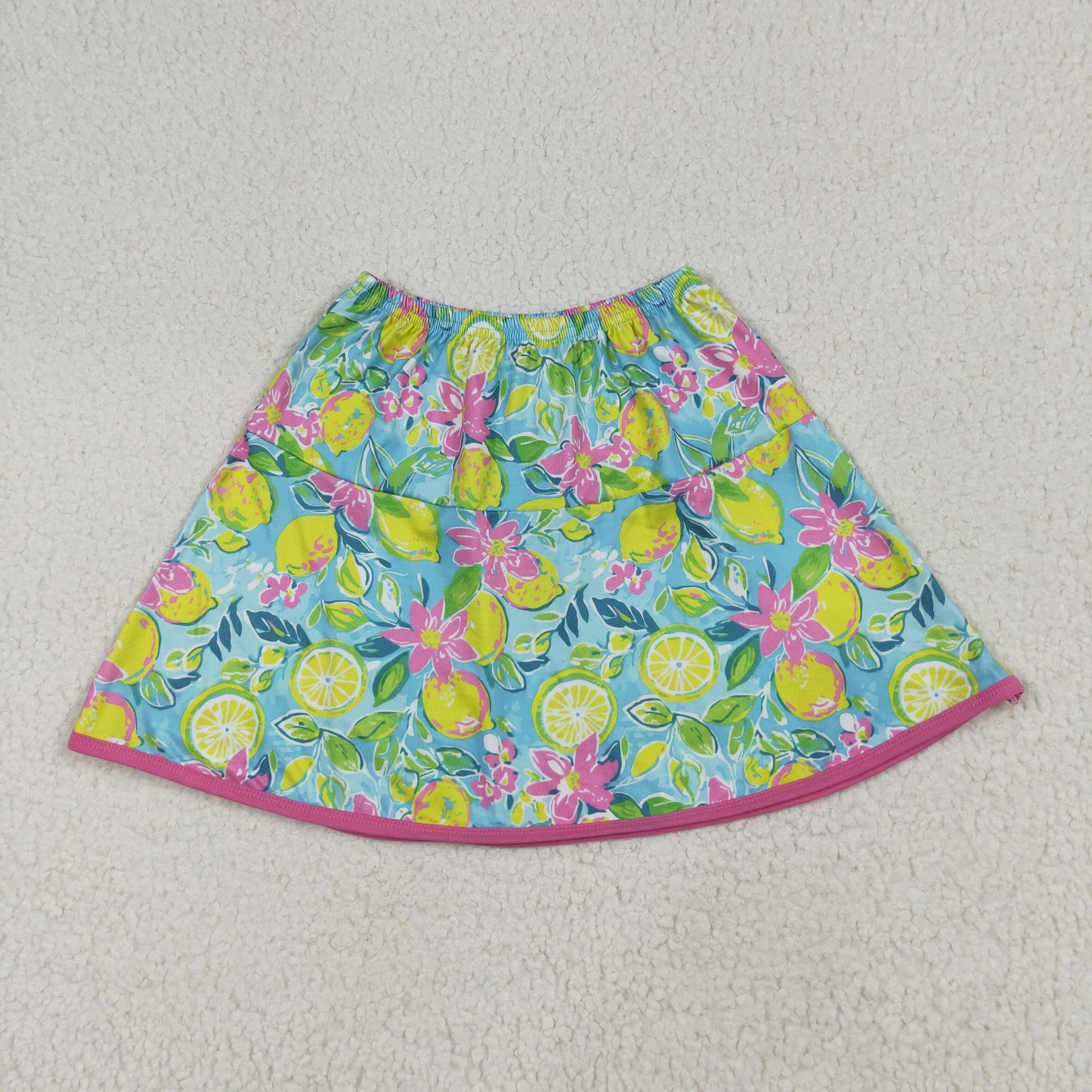 Lemon floral girls summer skirt inside shorts