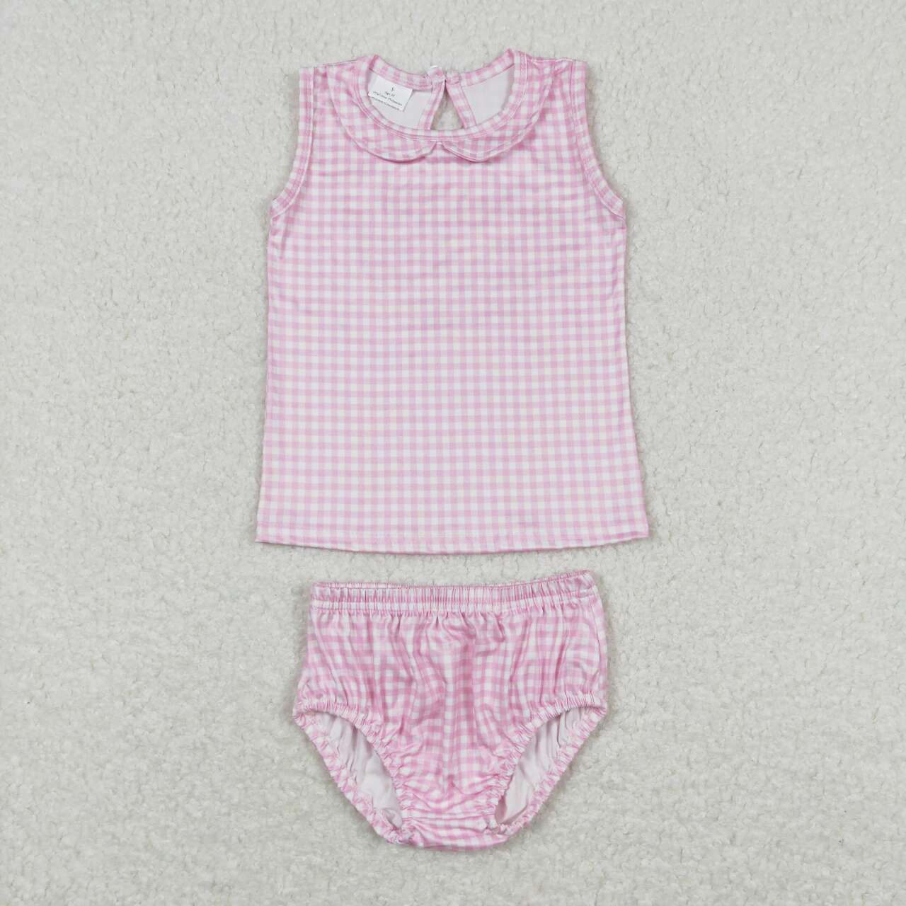 toddle girls pink gingham bummie set