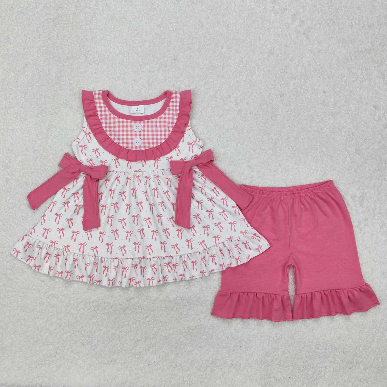Baby girls pink bow boutique outfit
