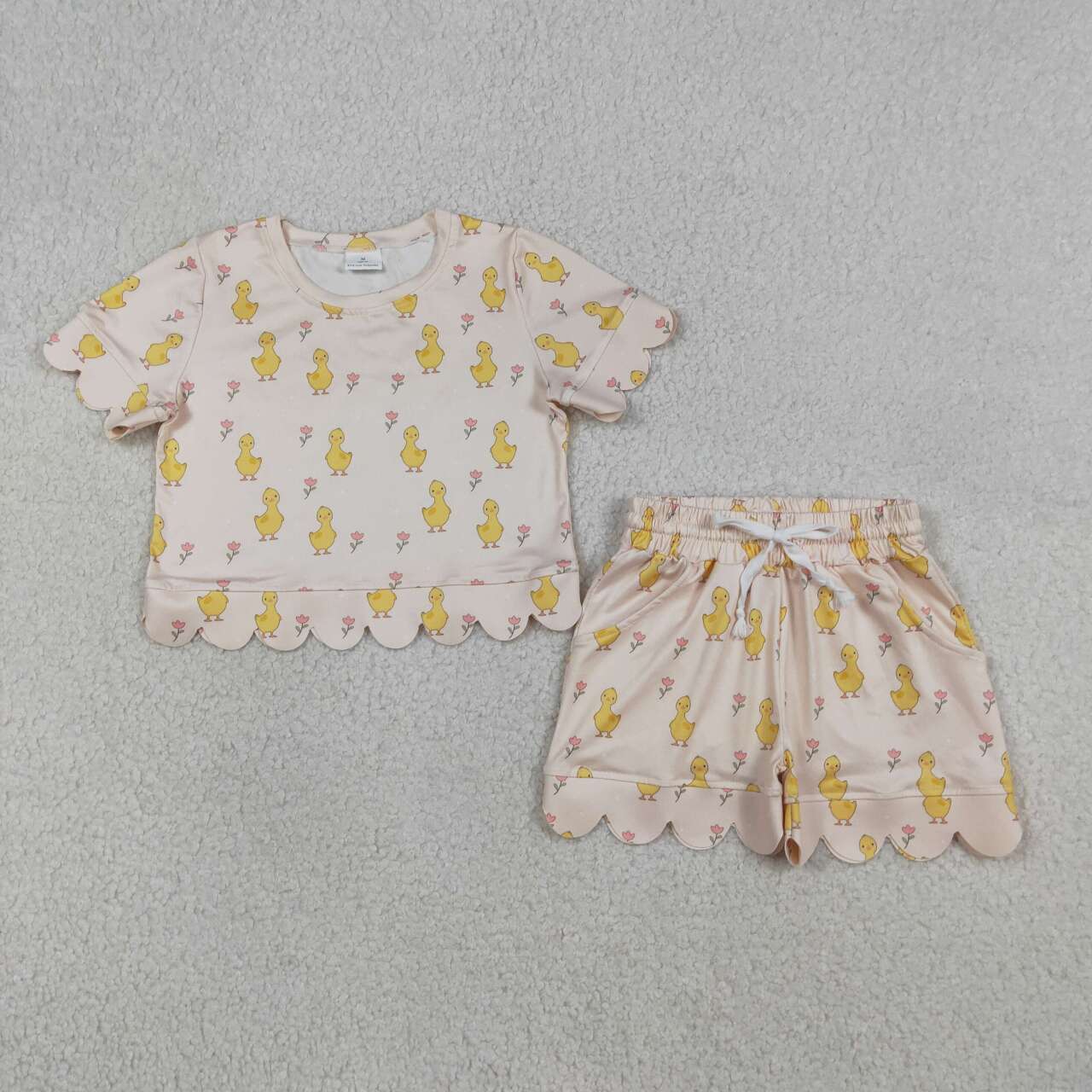 Chicken top matching shorts girls summer outfit