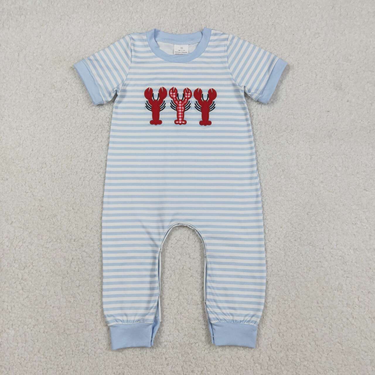 Toddle baby embroidery crawfish short sleeve romper