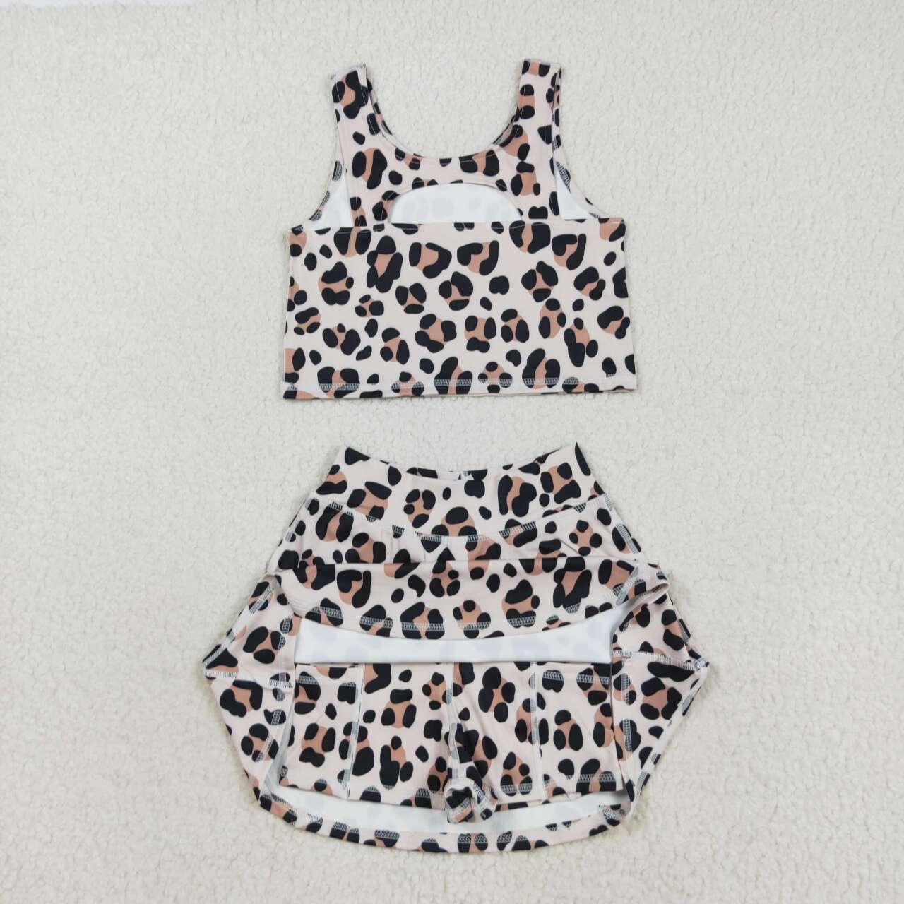Baby girls cheetah active wear athletic summer yoga skirt set
