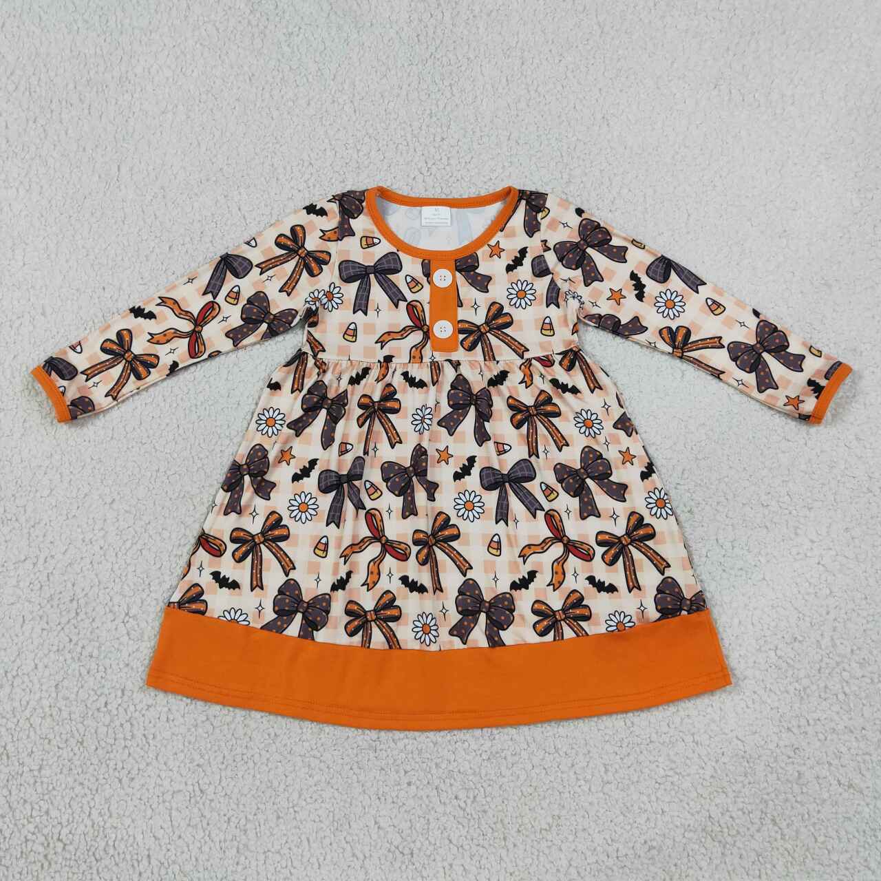 Halloween bows girls long sleeve fall winter dress