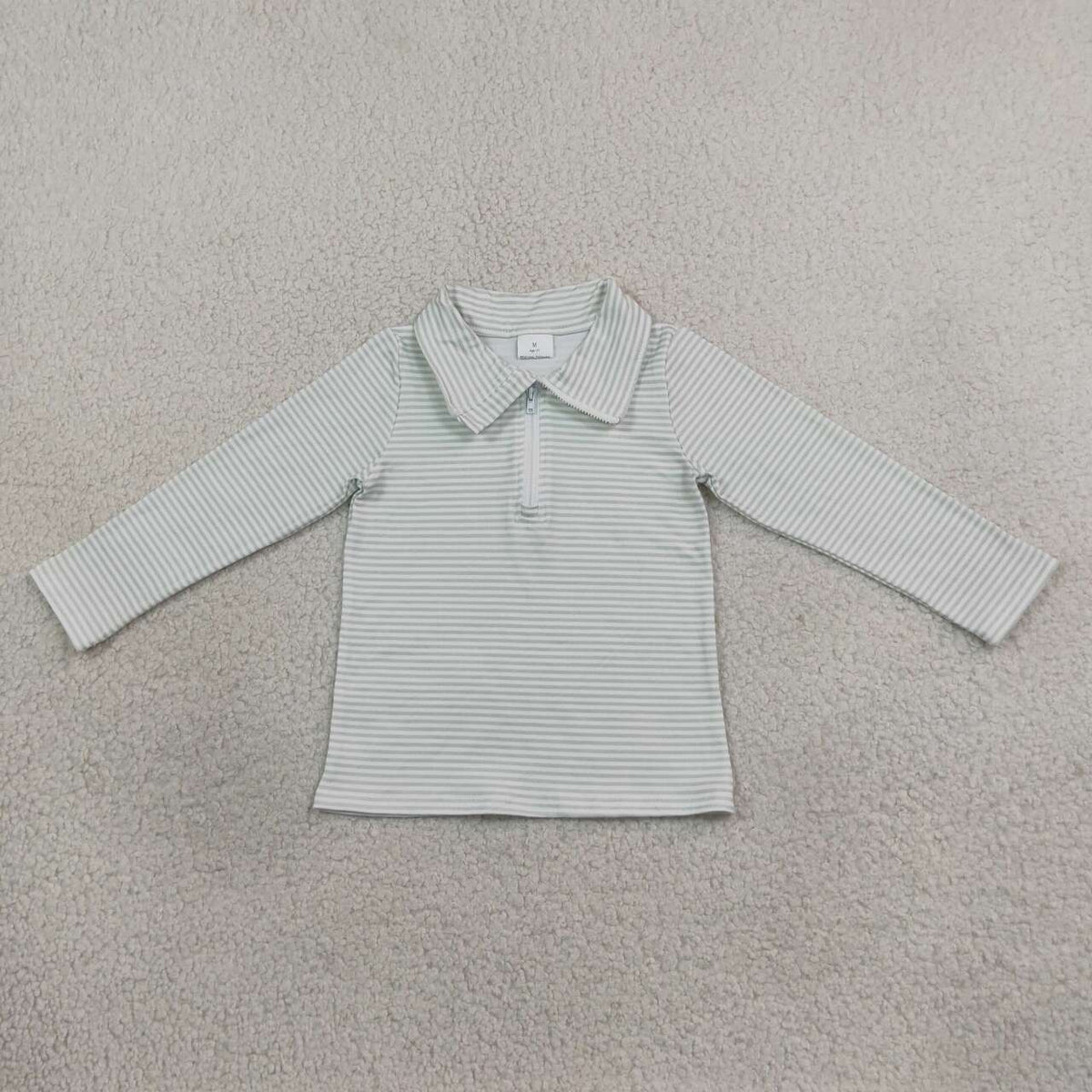Blue stripes kids girls long sleeve zip pullover top
