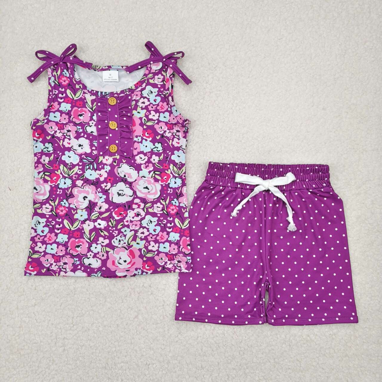 Baby girl purple flora top matching shorts summer outfit