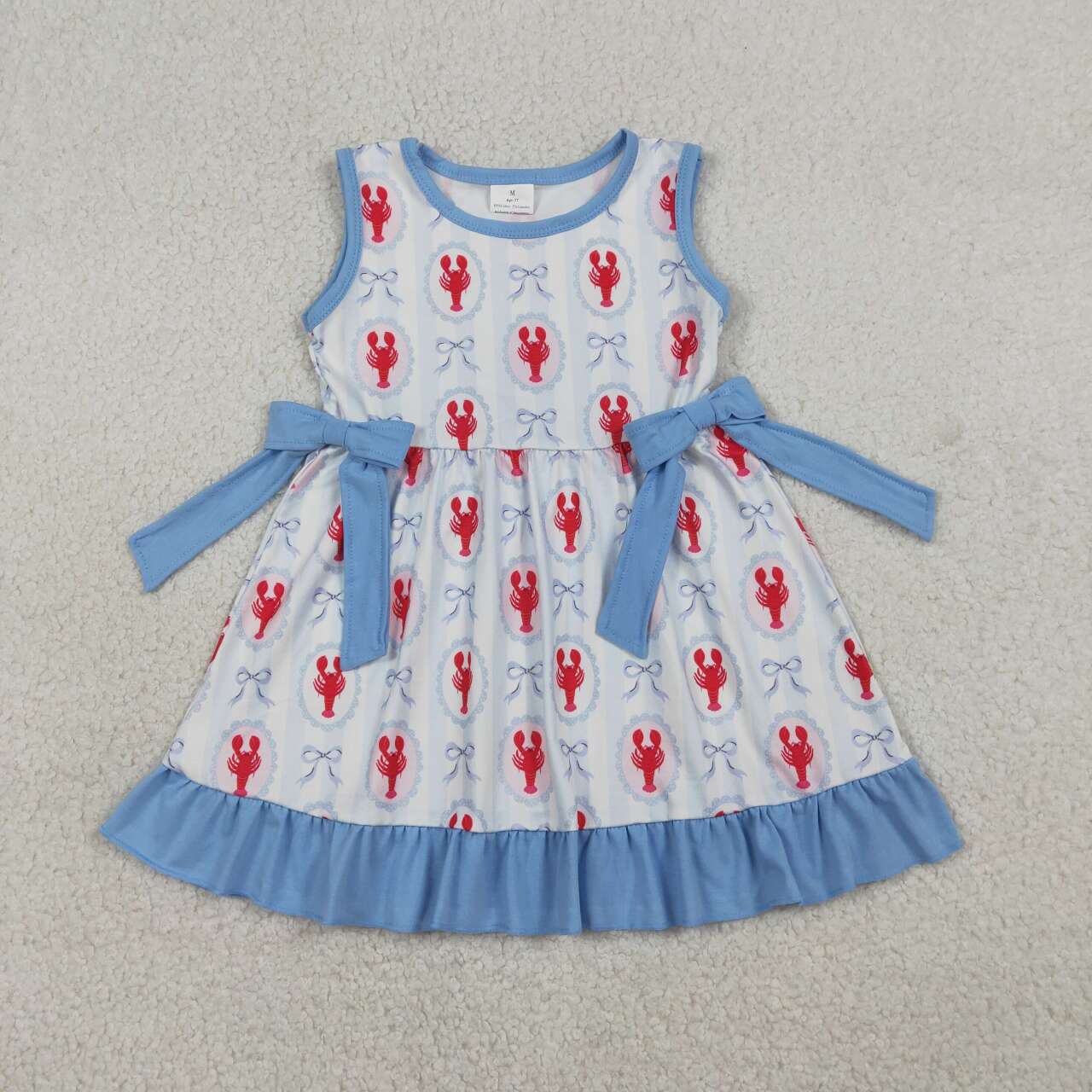 Crawfish design girls short sleeve dress