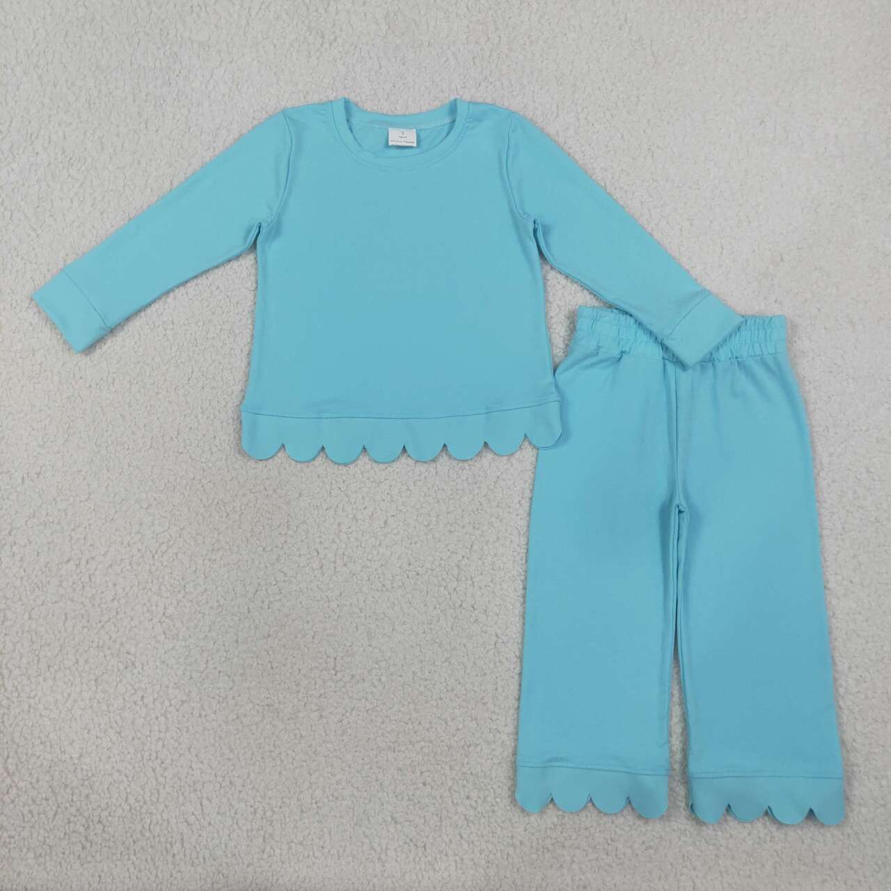 Girls long sleeve aqua color matching outfit