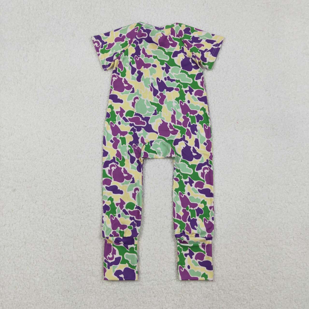 Mardi Gras camo toddle baby long sleeve zip romper