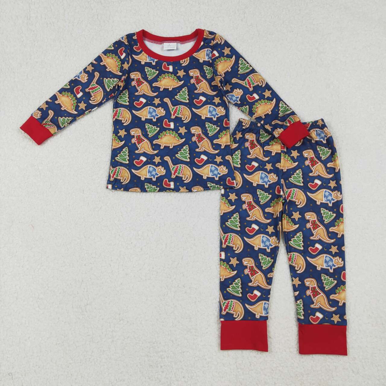 Christmas dinosaur tree long sleeve pajama set outfit