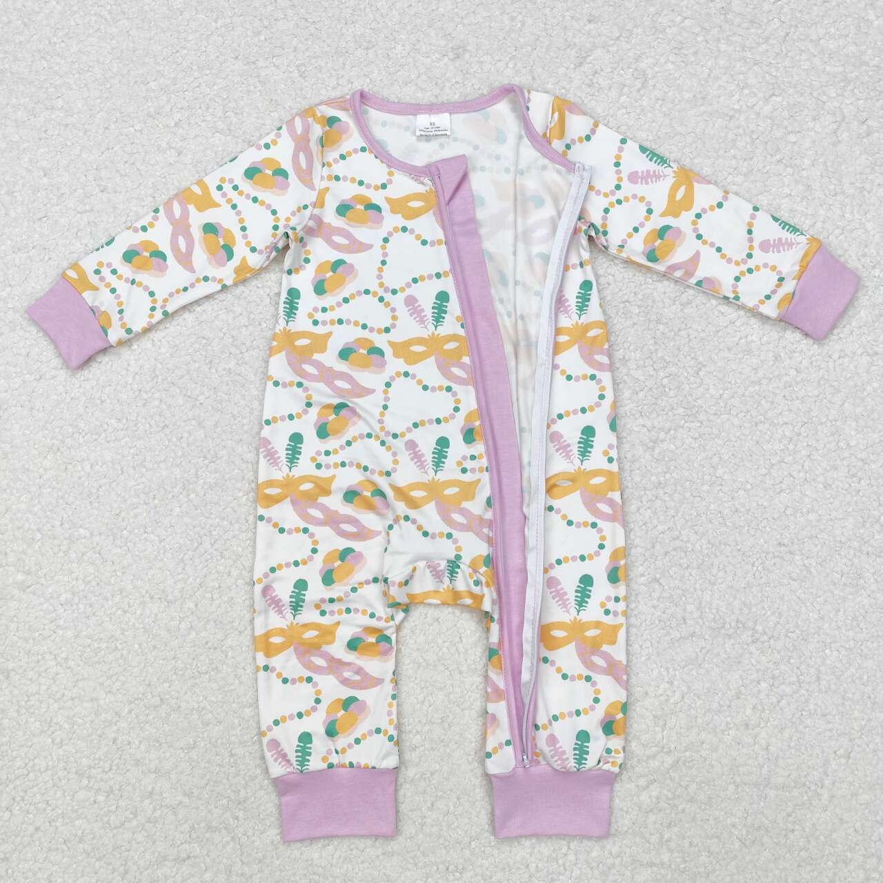 Toddle baby girls Mardi Gras crawfish zip romper