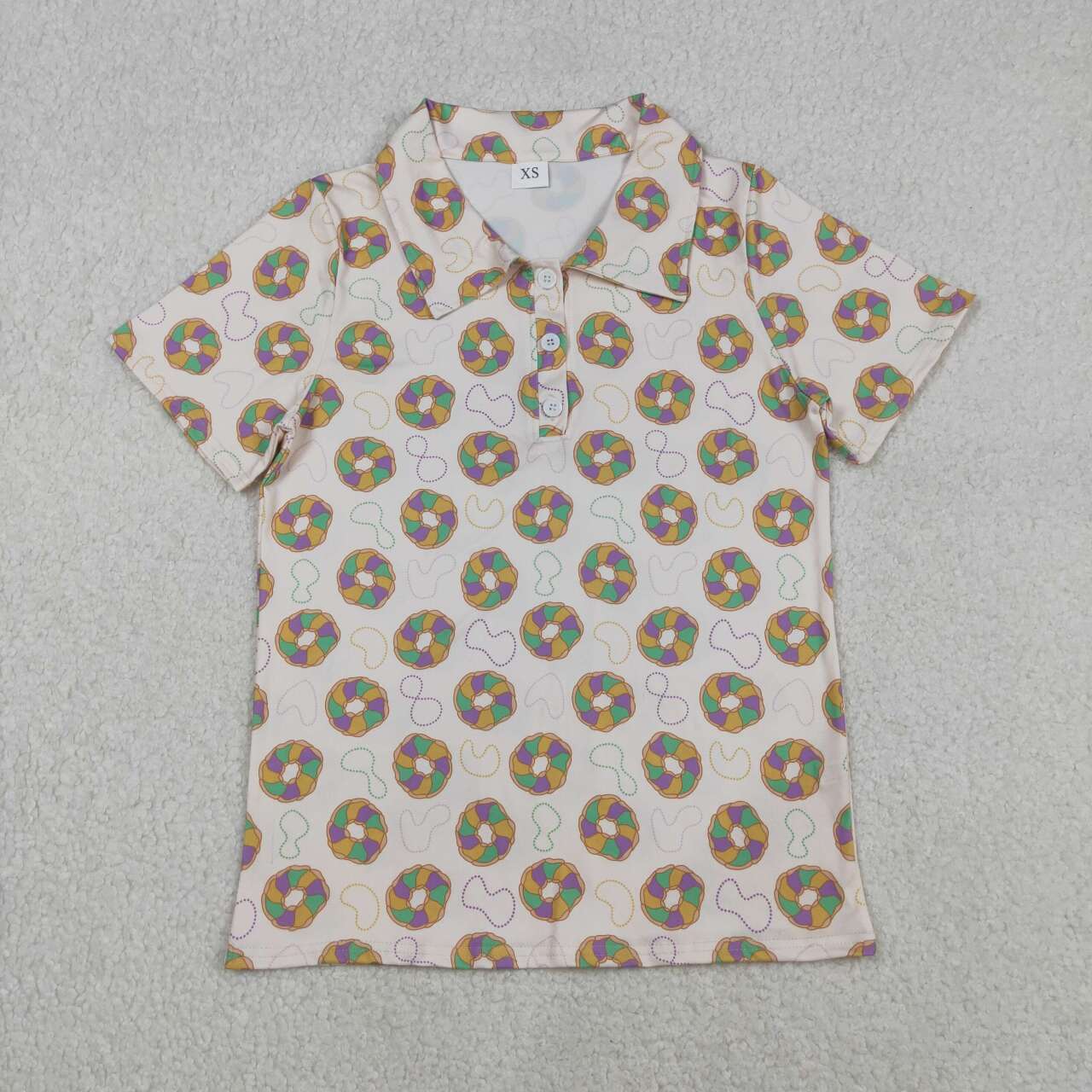 Adult man mardi gras short sleeve polo top