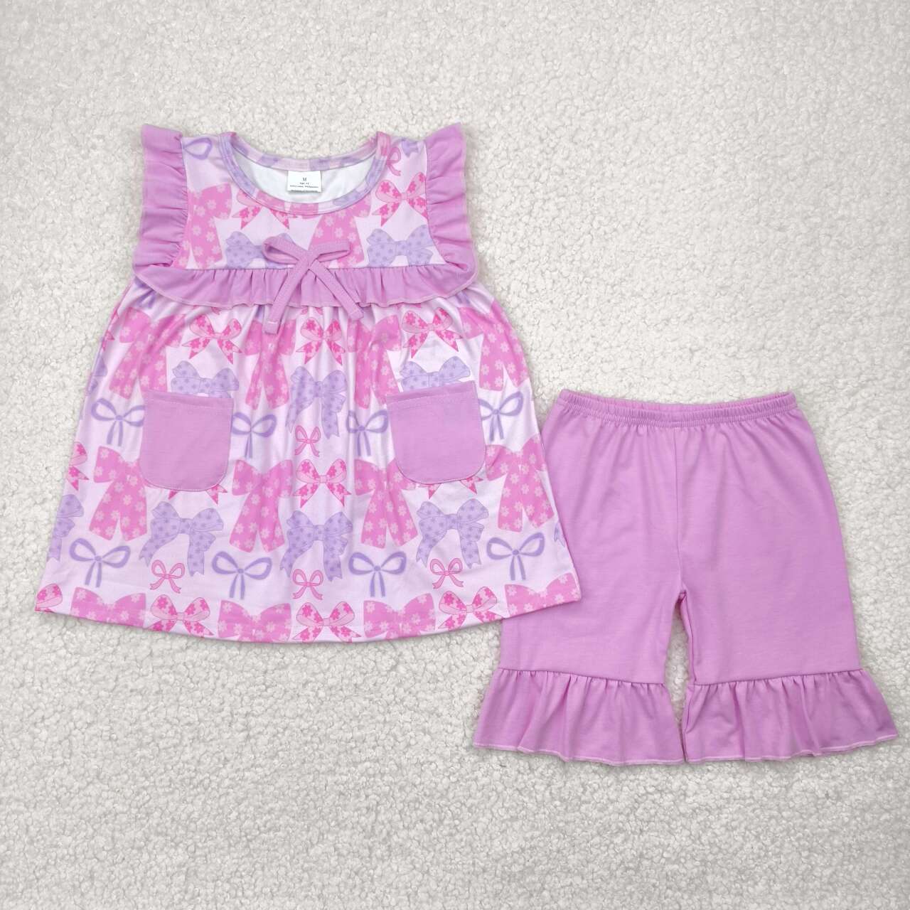 Toddle baby girl colorful bow summer outfit