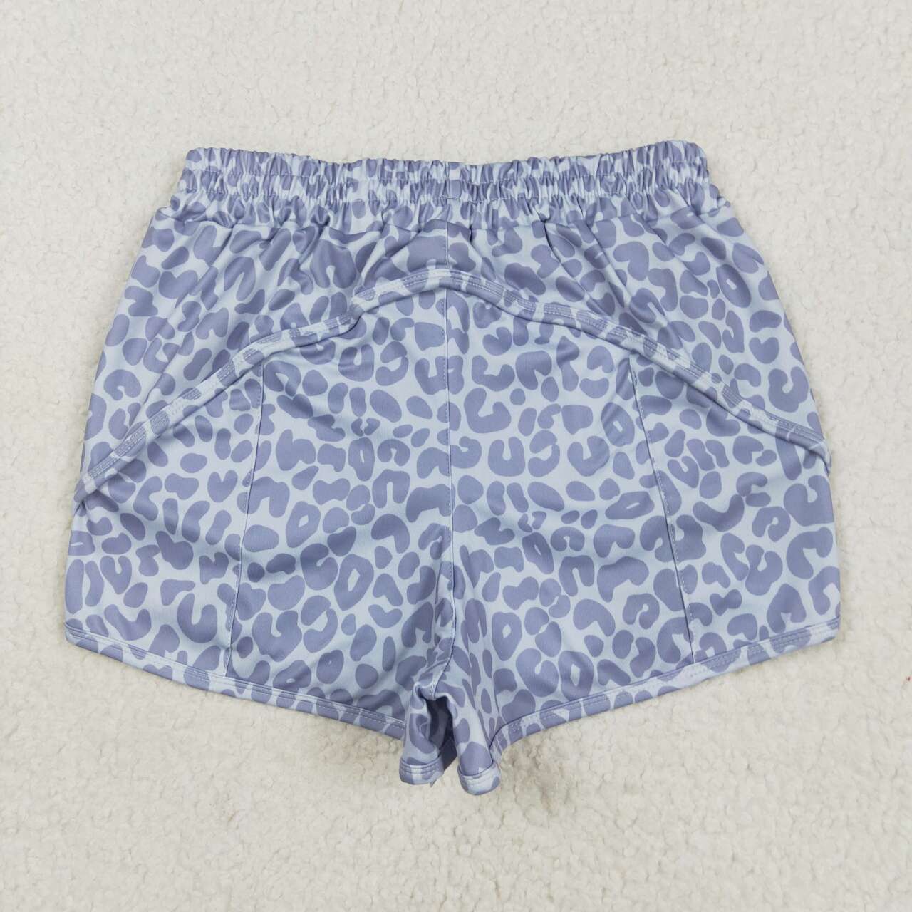 Adult women grey cheetah summer yoga shorts