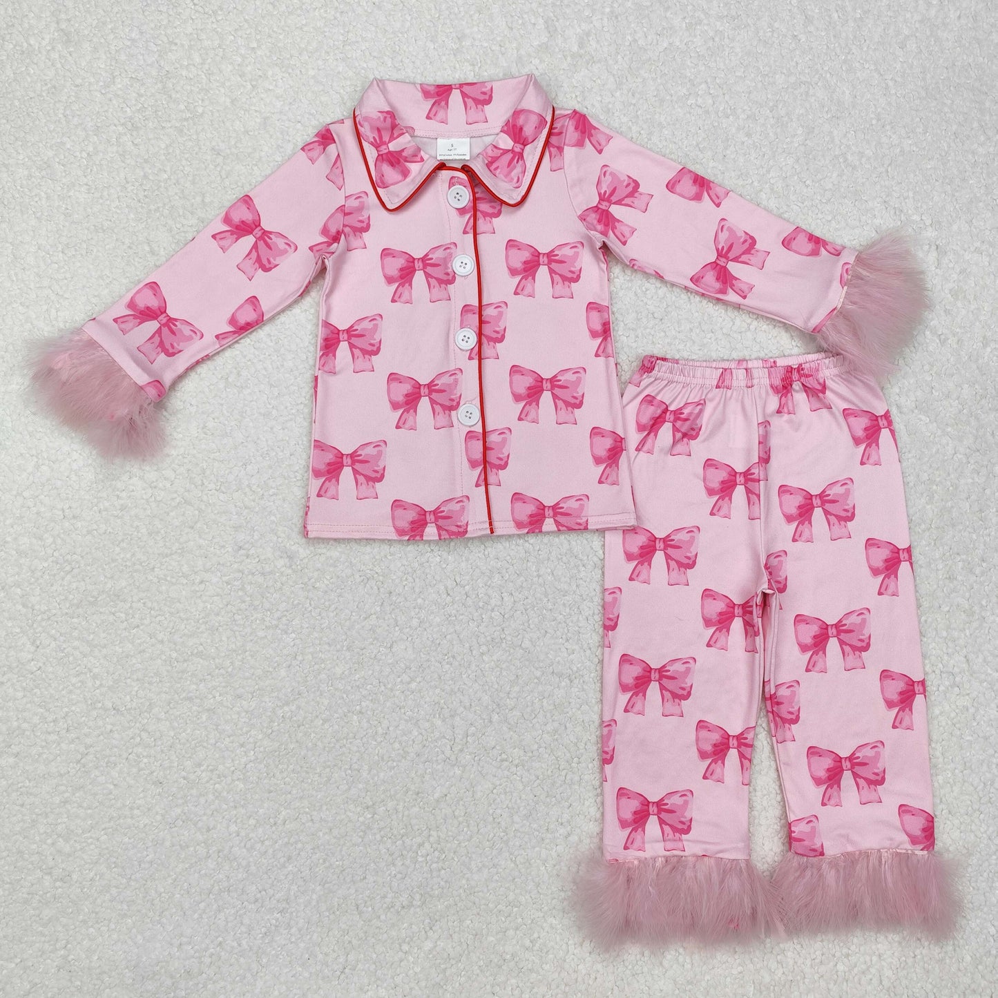 baby girl hot pink bow pajama set