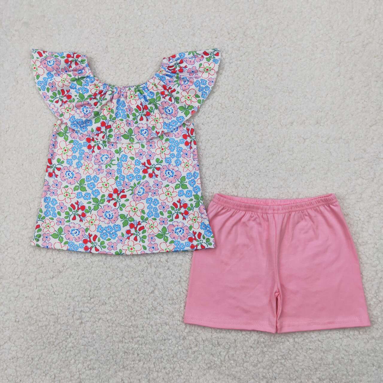 Toddle baby girl colorful flowers design summer outfit