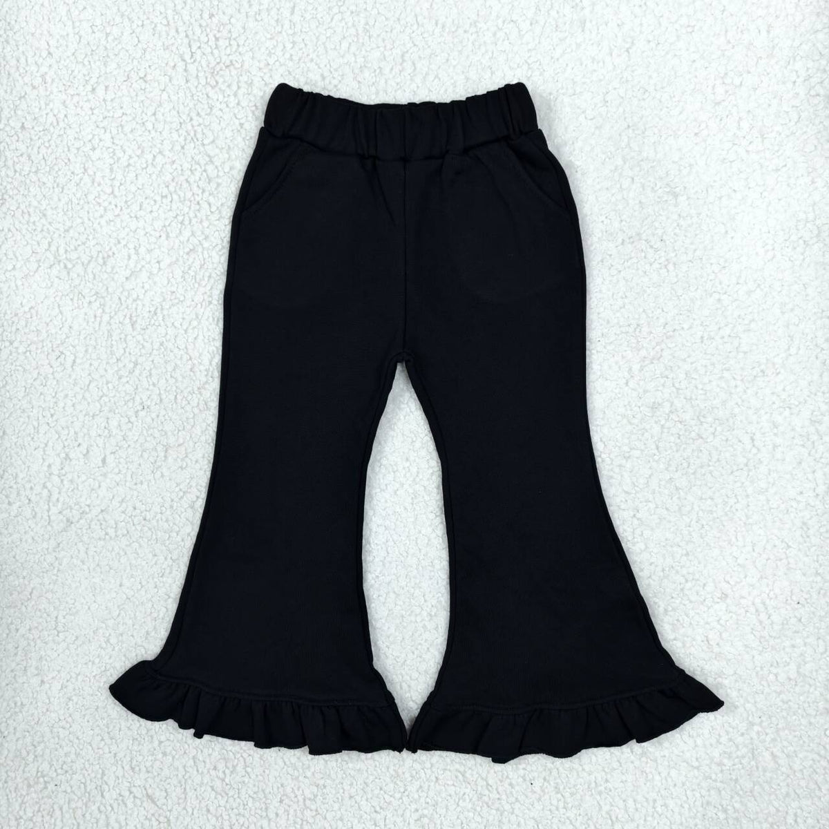 Solid black girls sweatshirt fabrics bell bottoms