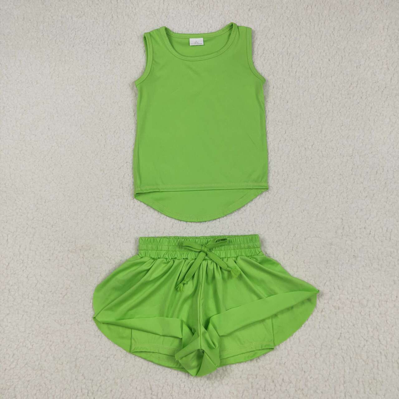 Baby girls lime green color yoga active wear two pieces outfit