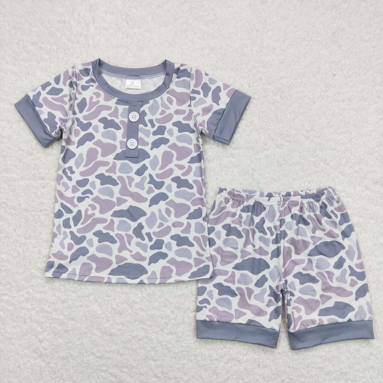 baby boy grey camo summer short set