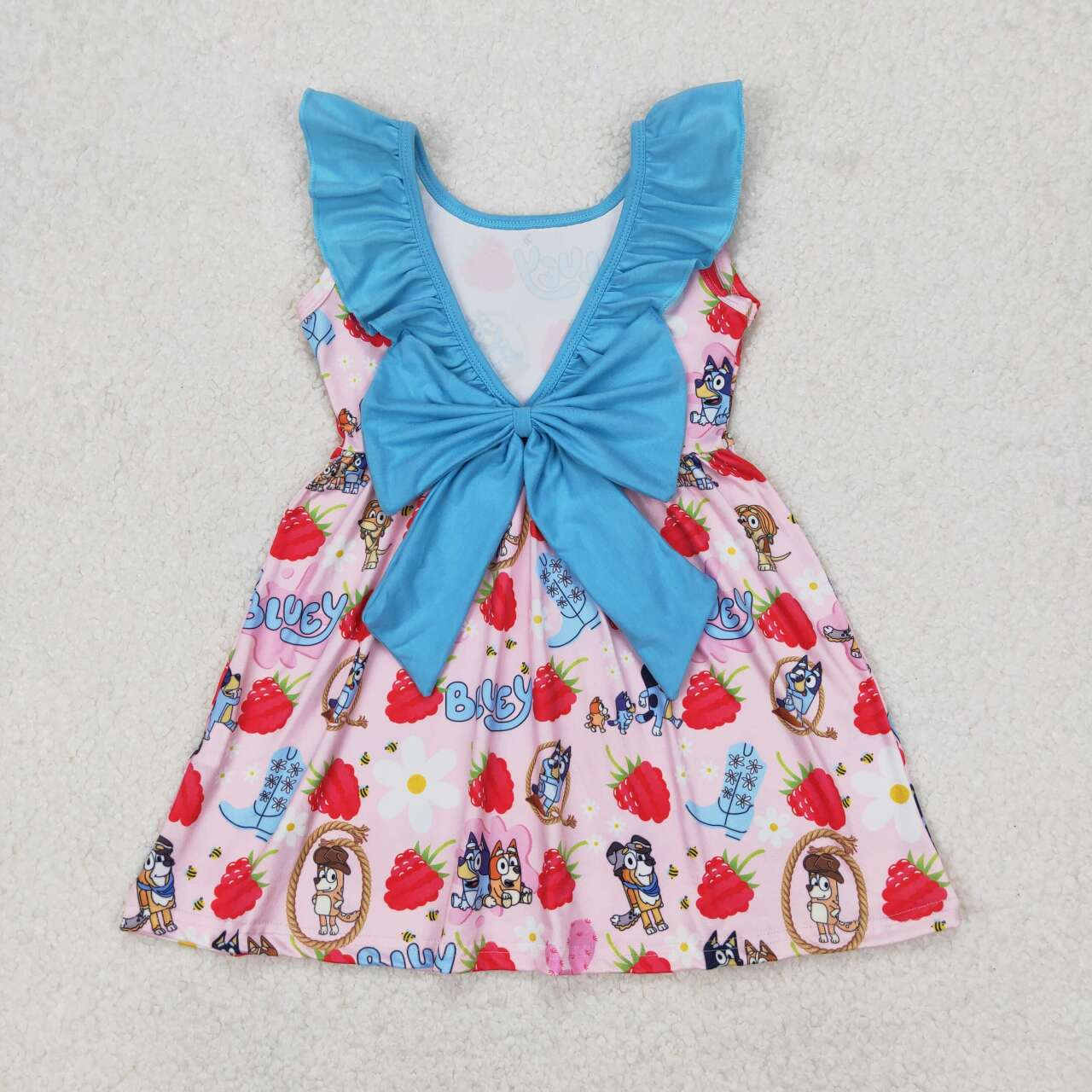 Toddle baby girl blue cartoon dog dress