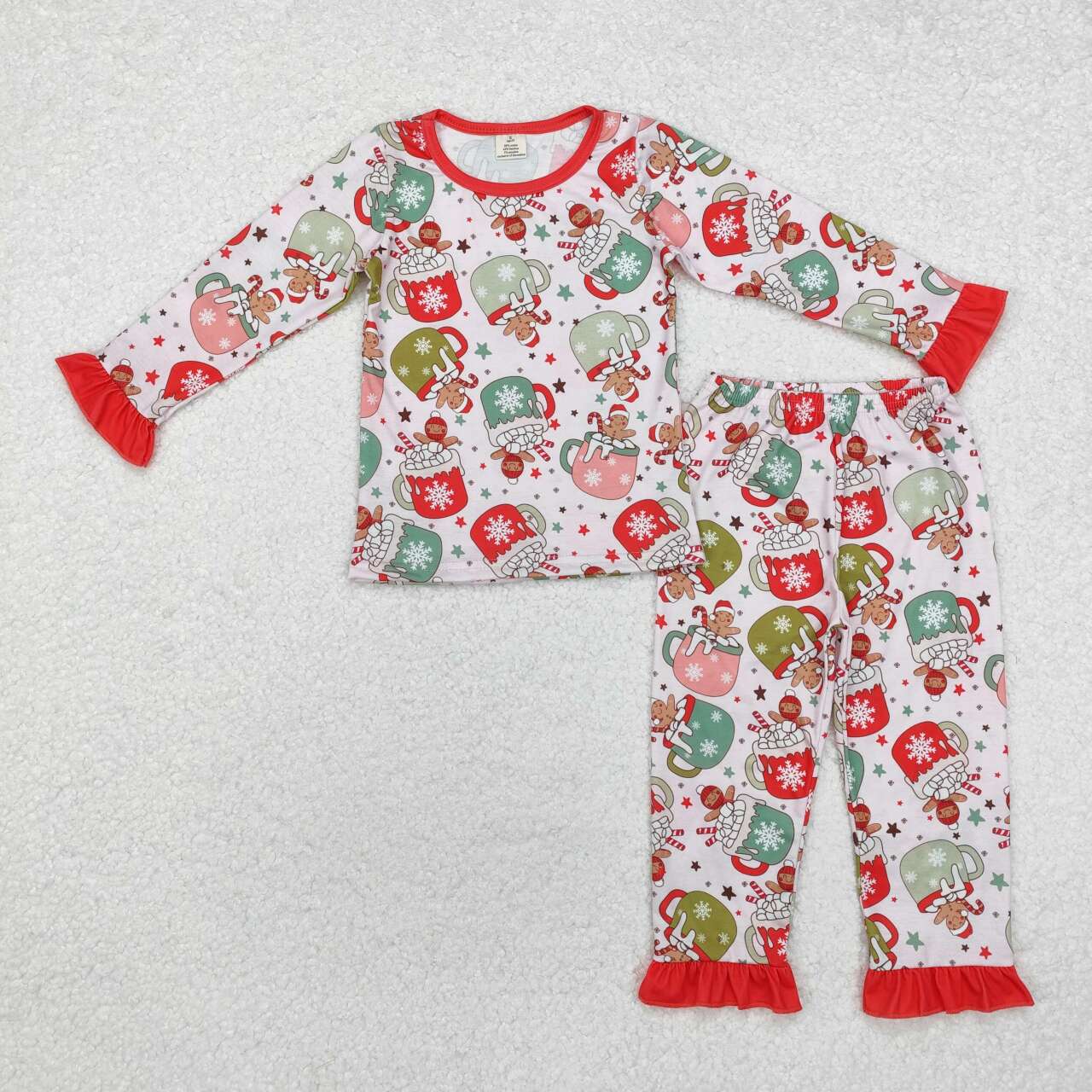 Wholesale kids girls Christmas cup candy cane winter bamboo clothes wholesale price