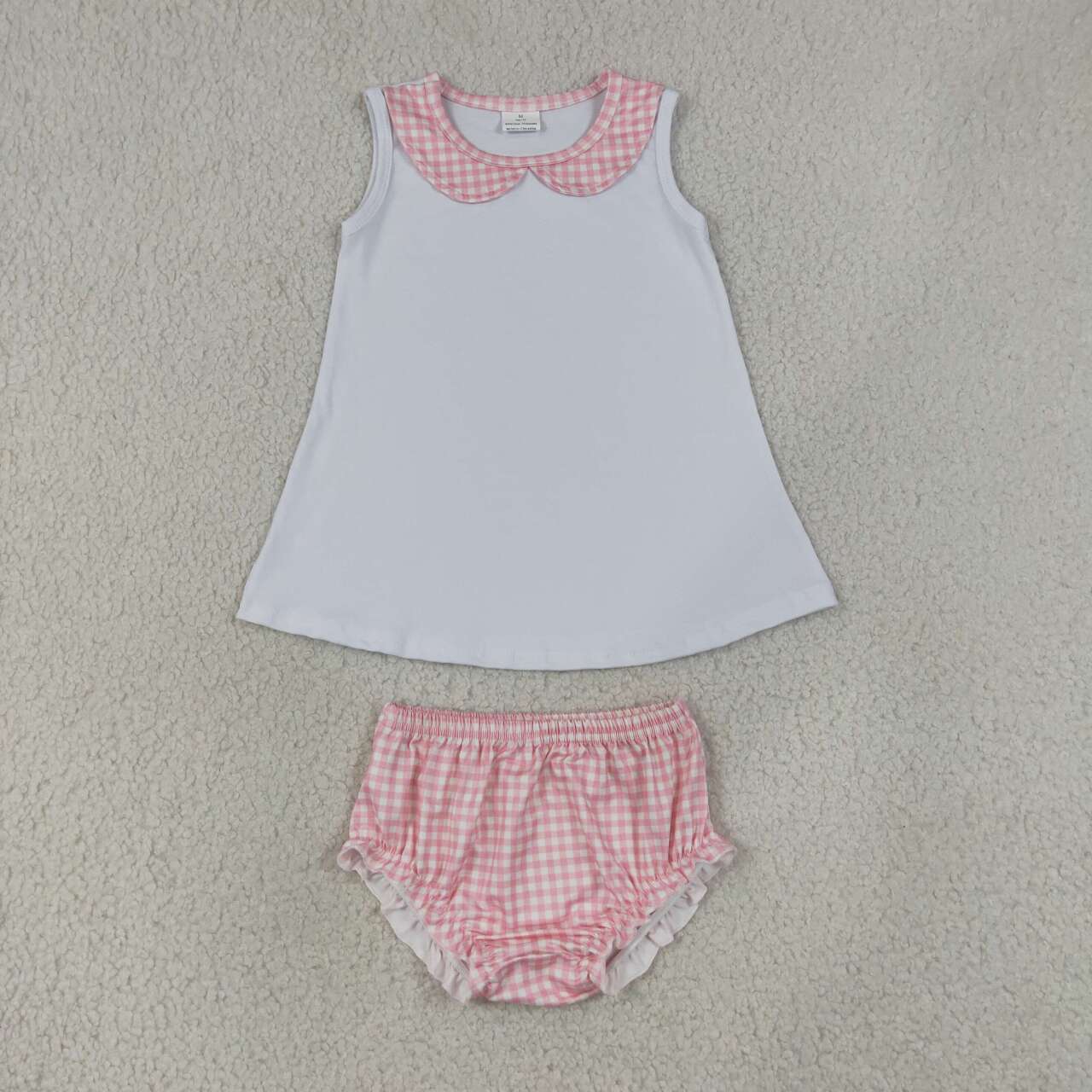 Toddle girls pink plaid summer bummies outfit