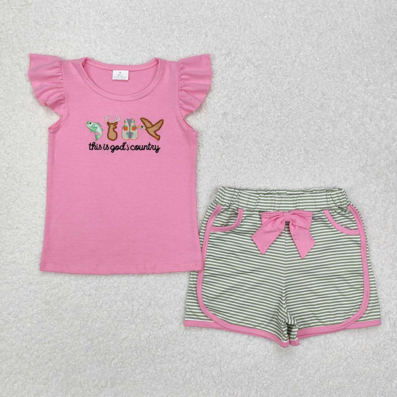 USA SHOP Embroidery This is gods country baby girl summer outfit