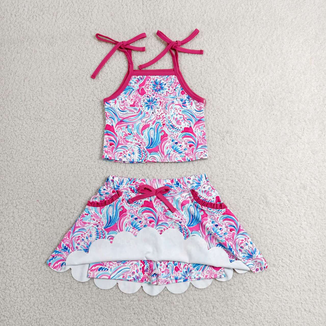 Sea grass tank top matching skirts girls yoga outfit