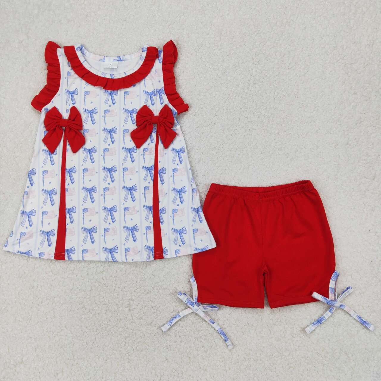 Baby girls America blue bow July 4th outfit