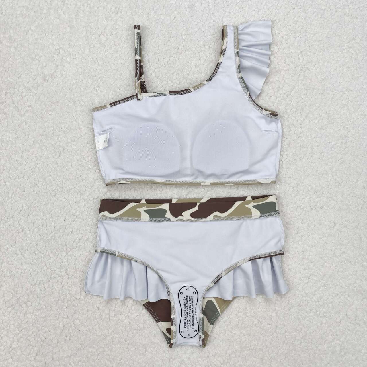 baby girls light brown camo two pieces swimwear