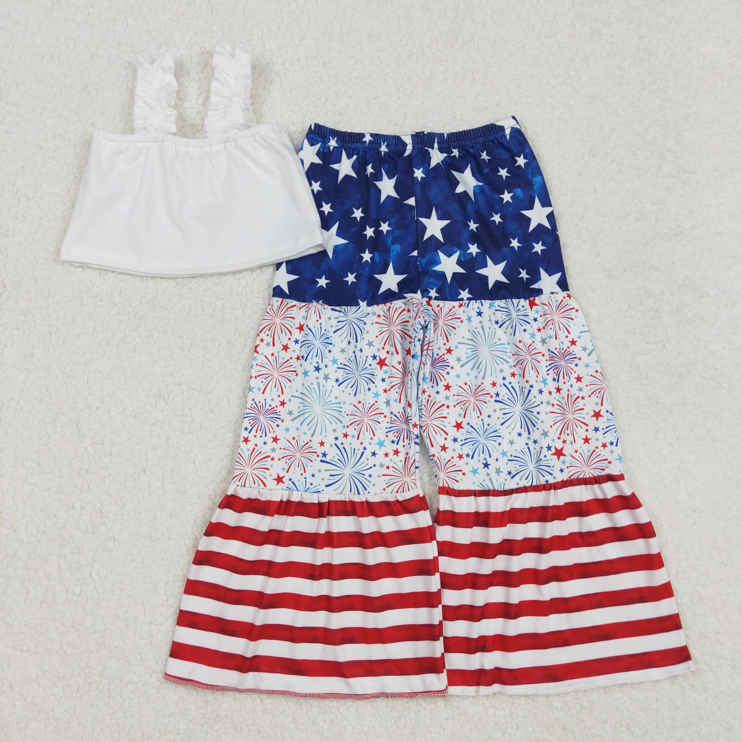 Toddle baby girls July 4th star design matching holiday outfit