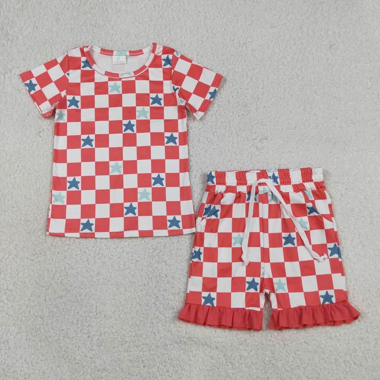 July 4th star short sleeve top matching shorts girl outfit