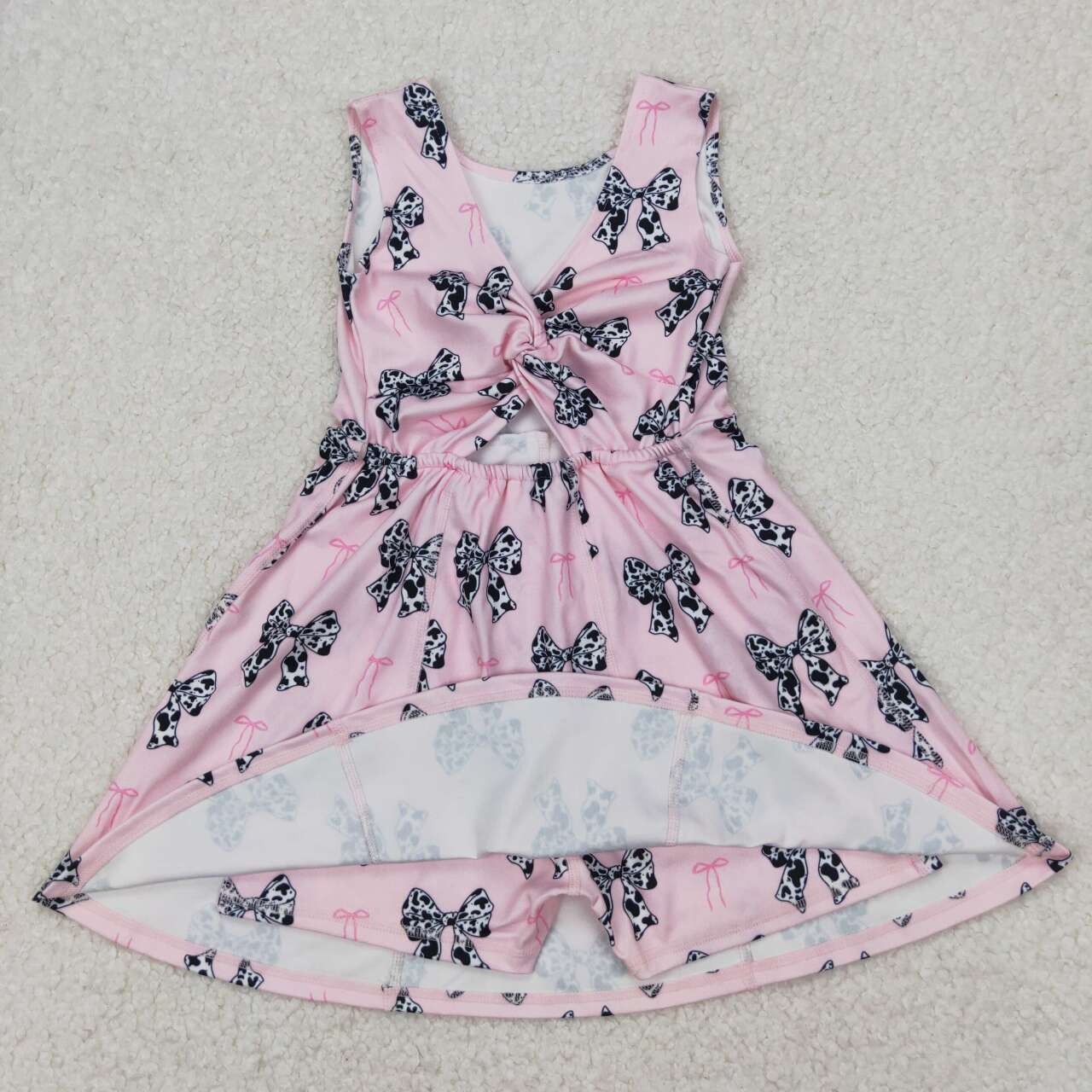 Cowhide print bow baby girls summer dress