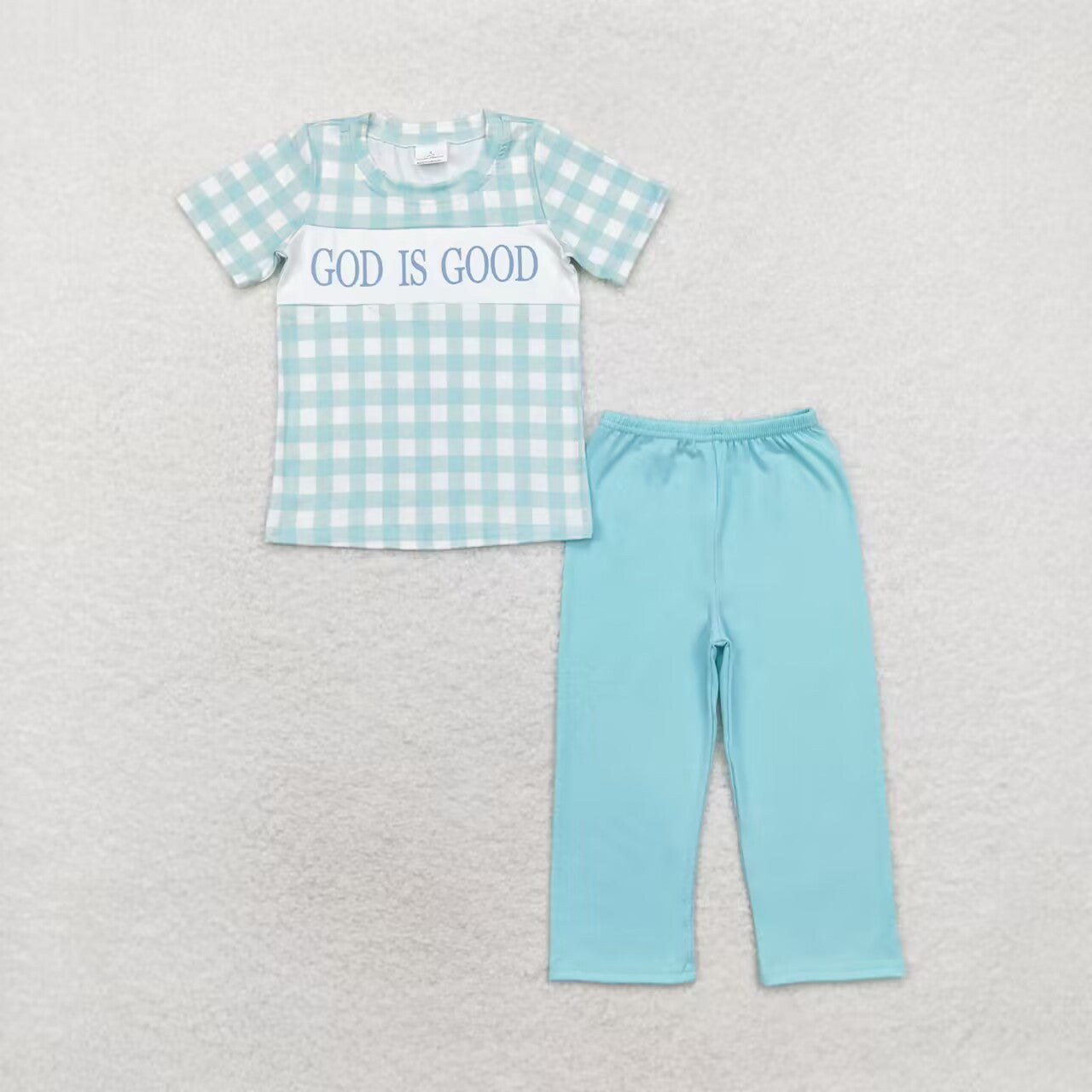 God is good blue plaid boy boutique clothes