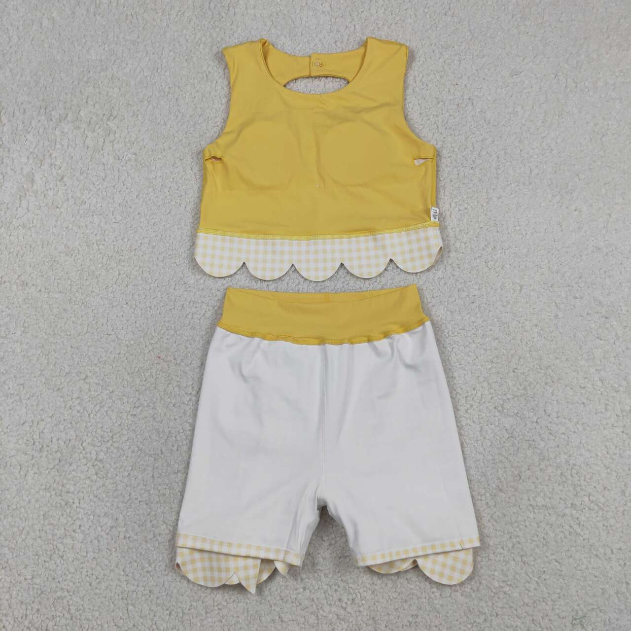 Yellow tank top matching skirt girls summer active wear yoga outfit