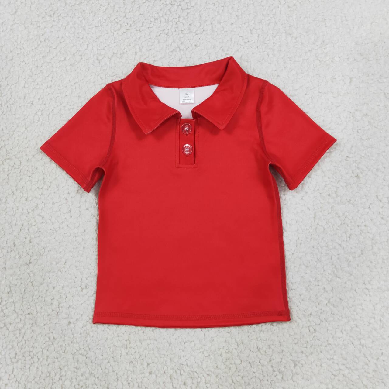 Red color kids boy short sleeve yoga pullover top