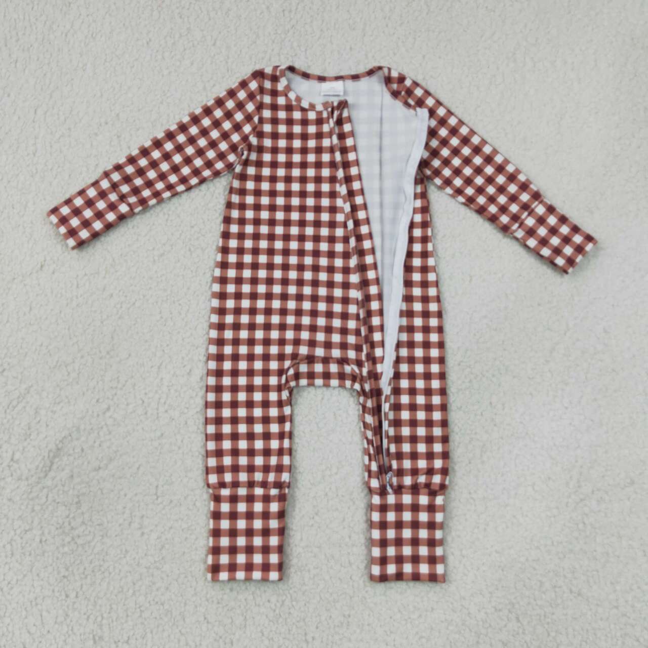 Toddle baby boy long sleeve plaid print romper